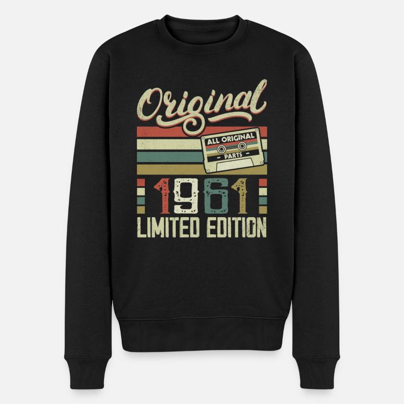 Jahrgang 1961 Retro Geburtstagsgeschenk 1961 - Männer Premium Bio Pullover - Schwarz