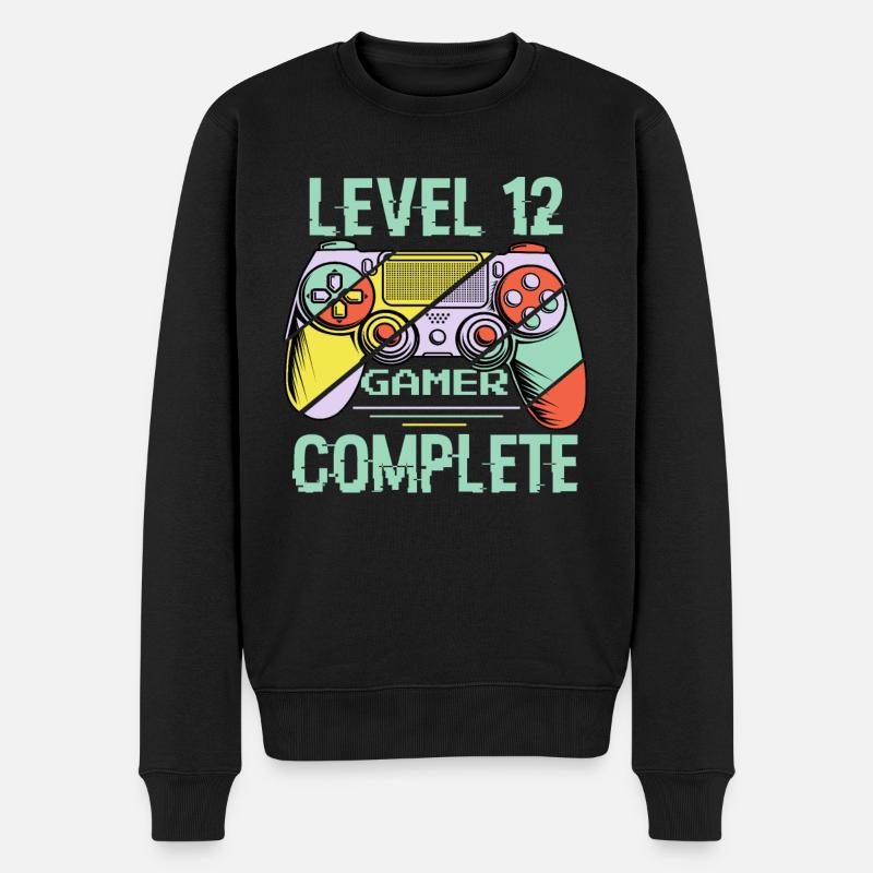 Level 12 Complete 12 Years Gamer Level 12 Complete - Männer Premium Bio Pullover - Schwarz
