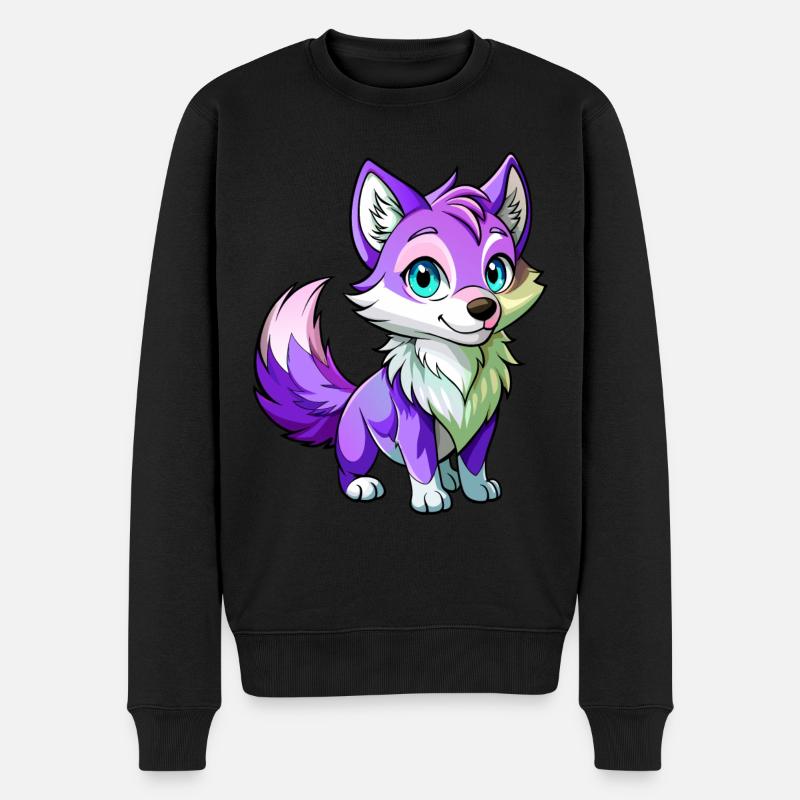 Lila Babywolf - Männer Premium Bio Pullover - Schwarz