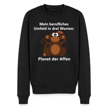 Planet der Affen Mein berufliches Umfeld Arbeit - Männer Premium Bio Pullover - Schwarz - Vorne - Nico (187cm)