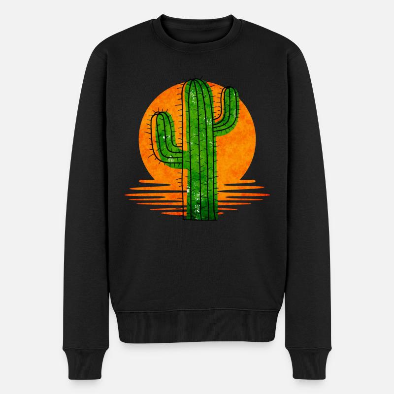 Kaktus - Männer Premium Bio Pullover - Schwarz