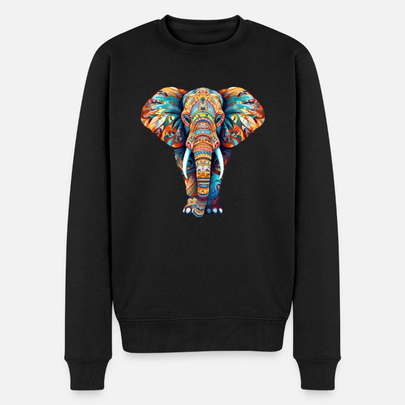 Elefant - Männer Premium Bio Pullover - Schwarz