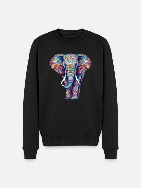 Elefant - Männer Premium Bio Pullover - Schwarz