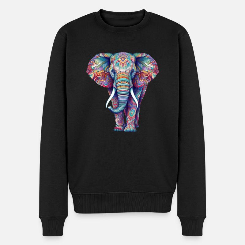 Elefant - Männer Premium Bio Pullover - Schwarz