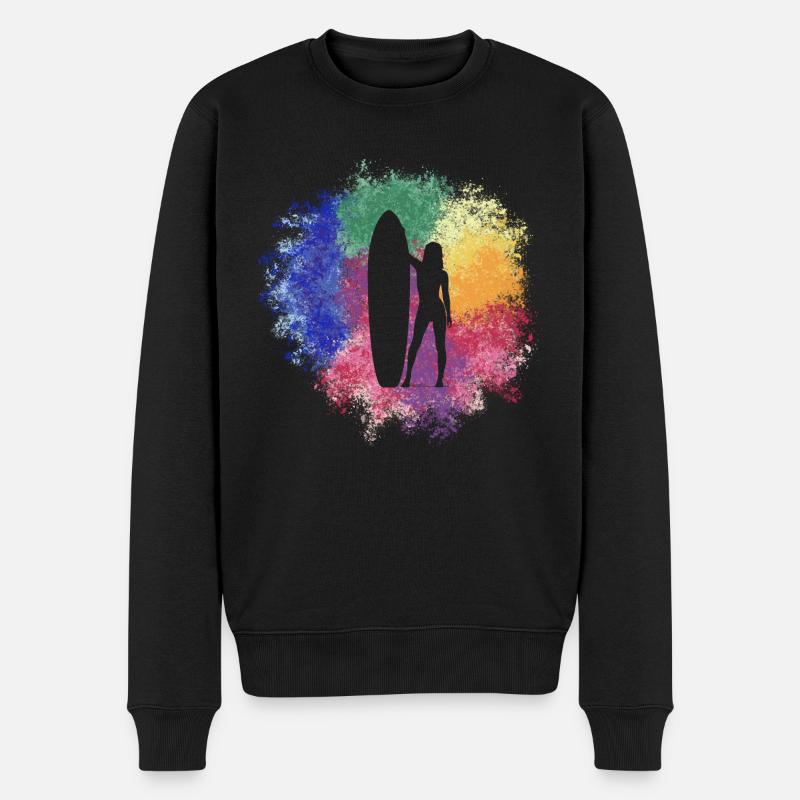 Surfergirl - Männer Premium Bio Pullover - Schwarz