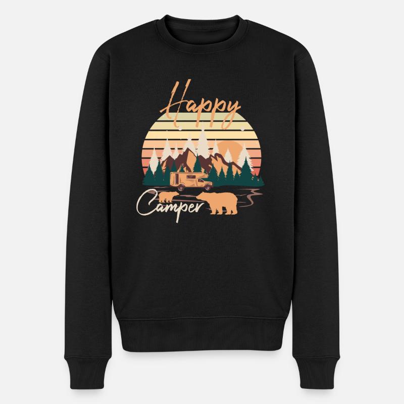 Happy Camper - Pull Premium bio Homme - noir