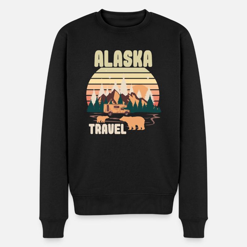 Alaska Travel - Männer Premium Bio Pullover - Schwarz