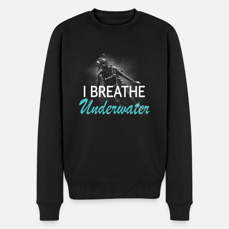 Ich atme unter Wasser - Männer Premium Bio Pullover - Schwarz