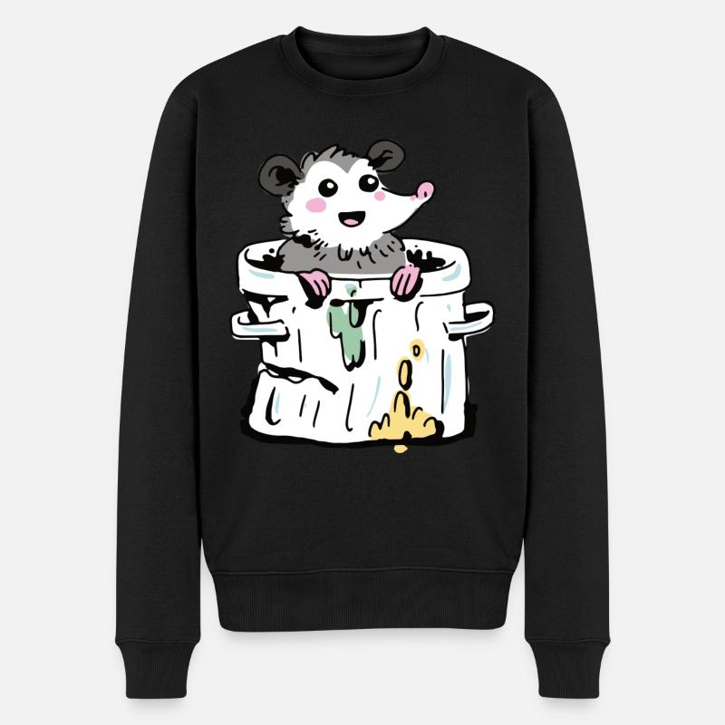 Opossum im Müll - Männer Premium Bio Pullover - Schwarz