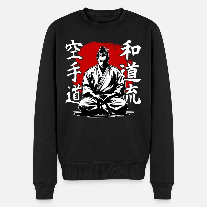Samurai Wado Ryu Karate Kampfkunststil - Männer Premium Bio Pullover - Schwarz
