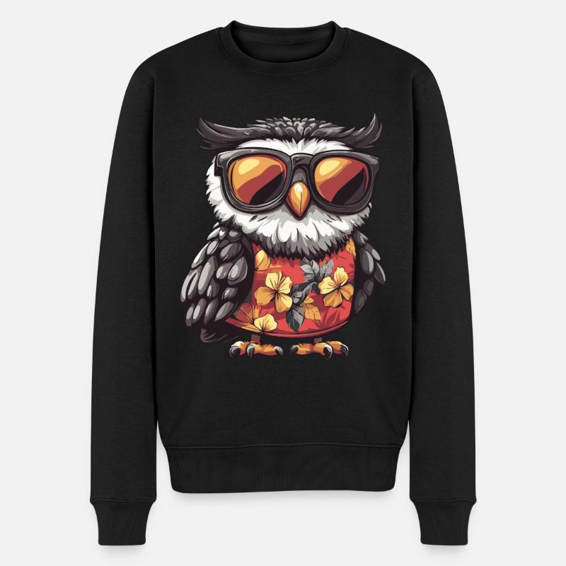 Eule Lustig Sommer - Männer Premium Bio Pullover - Schwarz