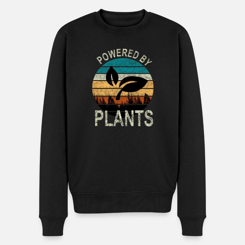 Powerd by Plants Vegan Vegetarian Shirt - Männer Premium Bio Pullover - Schwarz