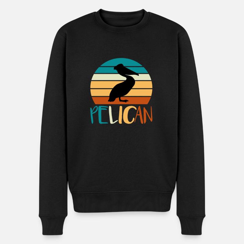 Pelikan bei Sonnenaufgang - Männer Premium Bio Pullover - Schwarz