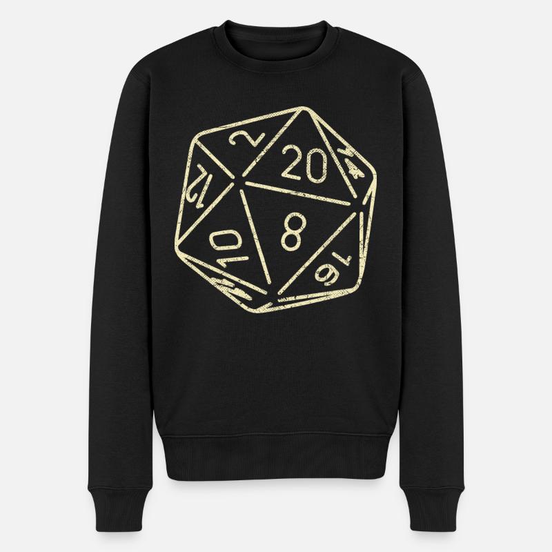 Dice Board Game 20 Sides Dungeons RPG Dragon - Men's Premium Organic Jumper - black