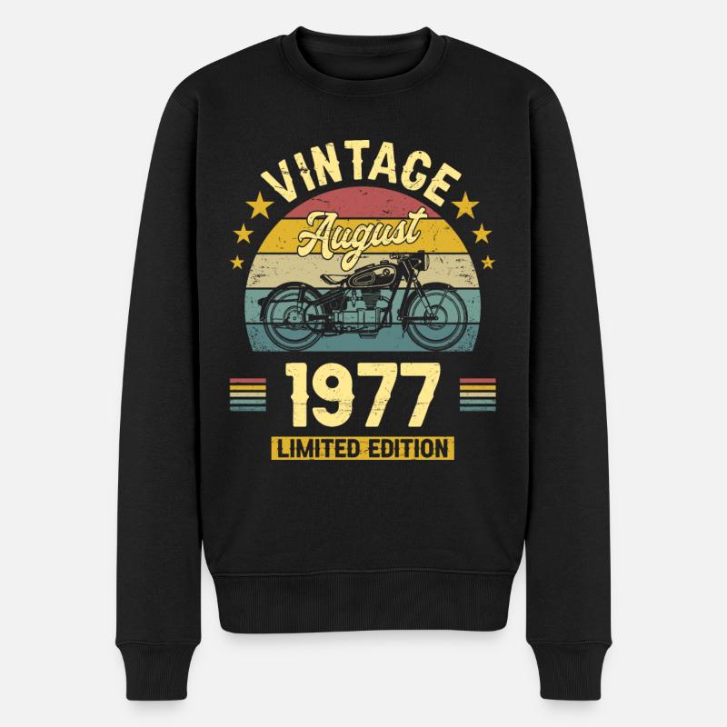 Vintage Août 1977 45 Ans Anniversaire - Pull Premium bio Homme - noir