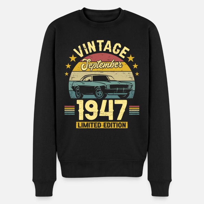 Vintage Septembre 1947 75 Ans Anniversaire - Pull Premium bio Homme - noir