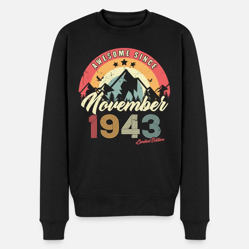 Geburtstagsgeschenk im November 1943 Vintage - Männer Premium Bio Pullover - Schwarz