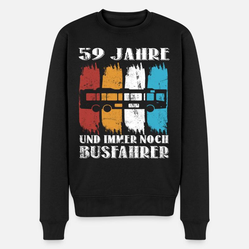 Busfahrer 59 Jahre Busfahren 59 Geburtstag Spruch - Männer Premium Bio Pullover - Schwarz