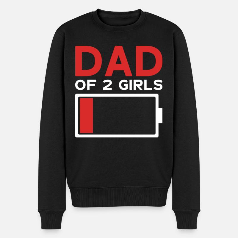 DAD OF 2 GIRLS - Männer Premium Bio Pullover - Schwarz