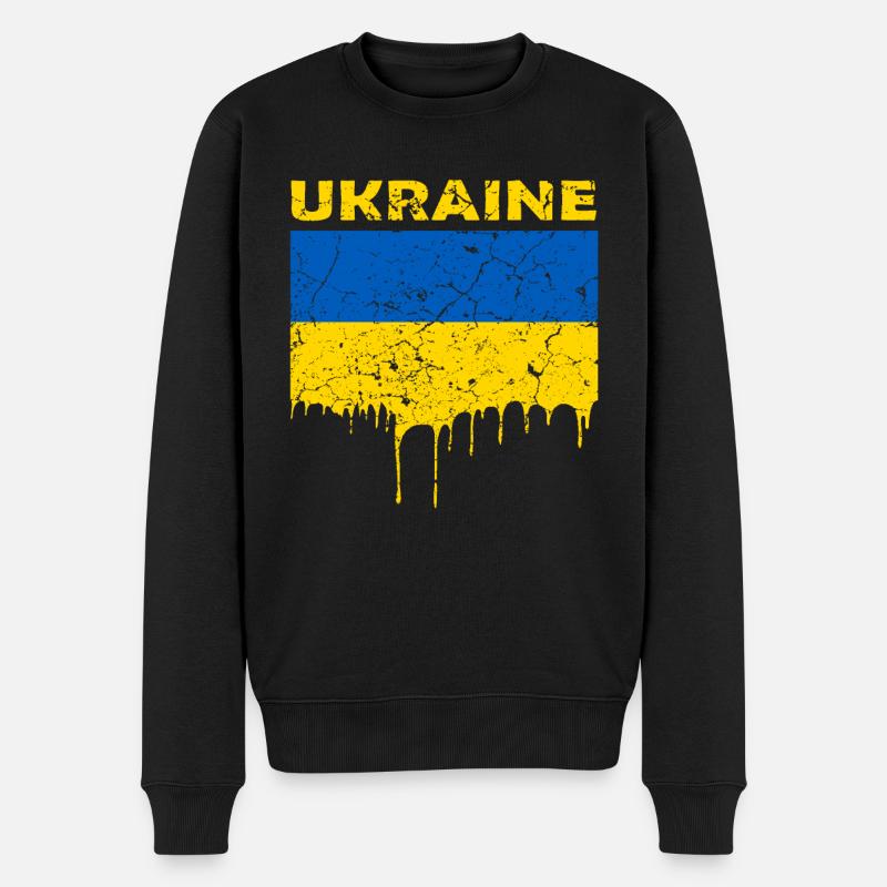 Ukraine Flagge - Männer Premium Bio Pullover - Schwarz