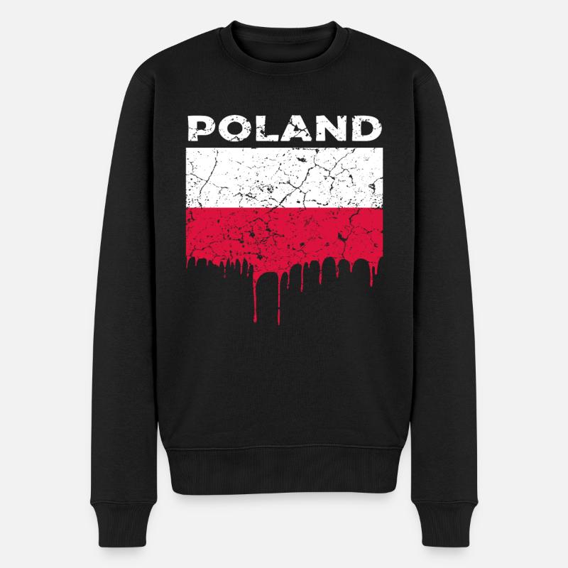 Polen Flagge - Männer Premium Bio Pullover - Schwarz