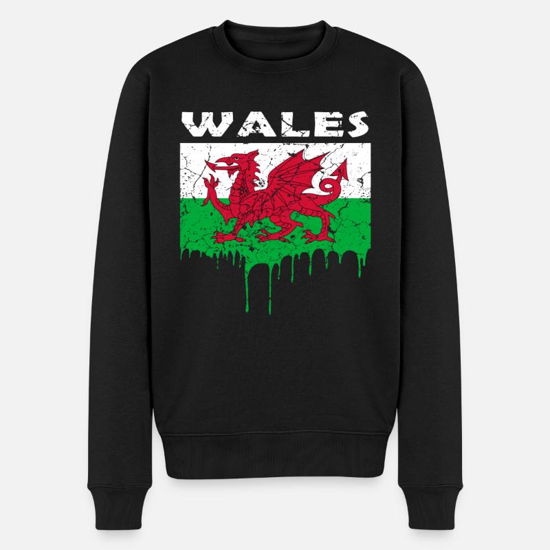 Wales Flagge - Männer Premium Bio Pullover - Schwarz