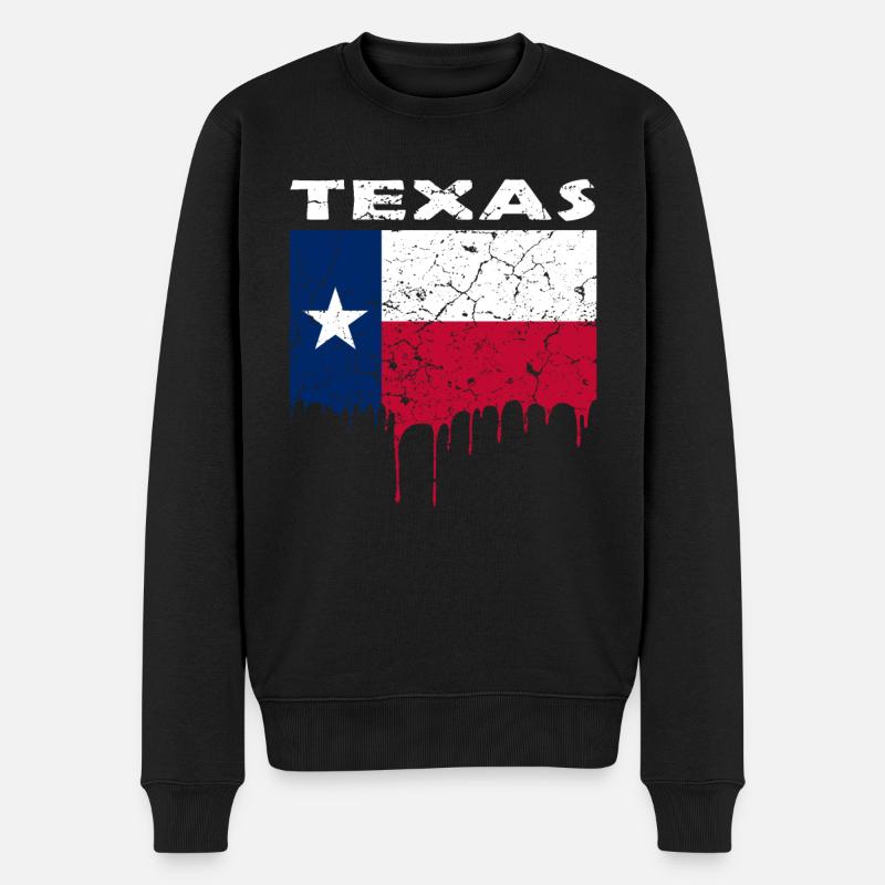 Texas Flagge - Männer Premium Bio Pullover - Schwarz