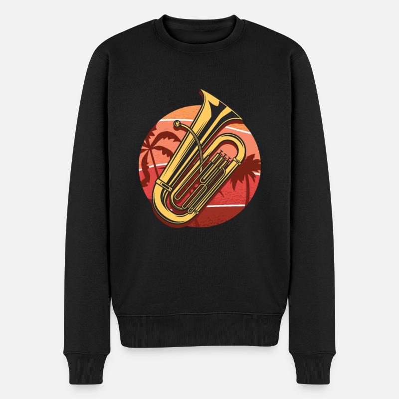 Tuba Geschenk, Sonnige Tuba am Strand, Orchester - Männer Premium Bio Pullover - Schwarz