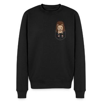 Igel in Brusttasche Pocket Sprüche Tier Haustier - Männer Premium Bio Pullover - Schwarz - Vorne - Nico (187cm)