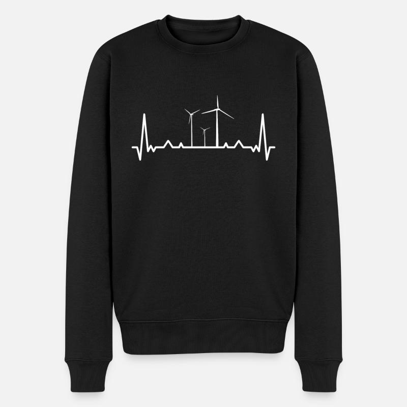 Windenergie heartbeat erneuerbare Energie Geschenk - Männer Premium Bio Pullover - Schwarz