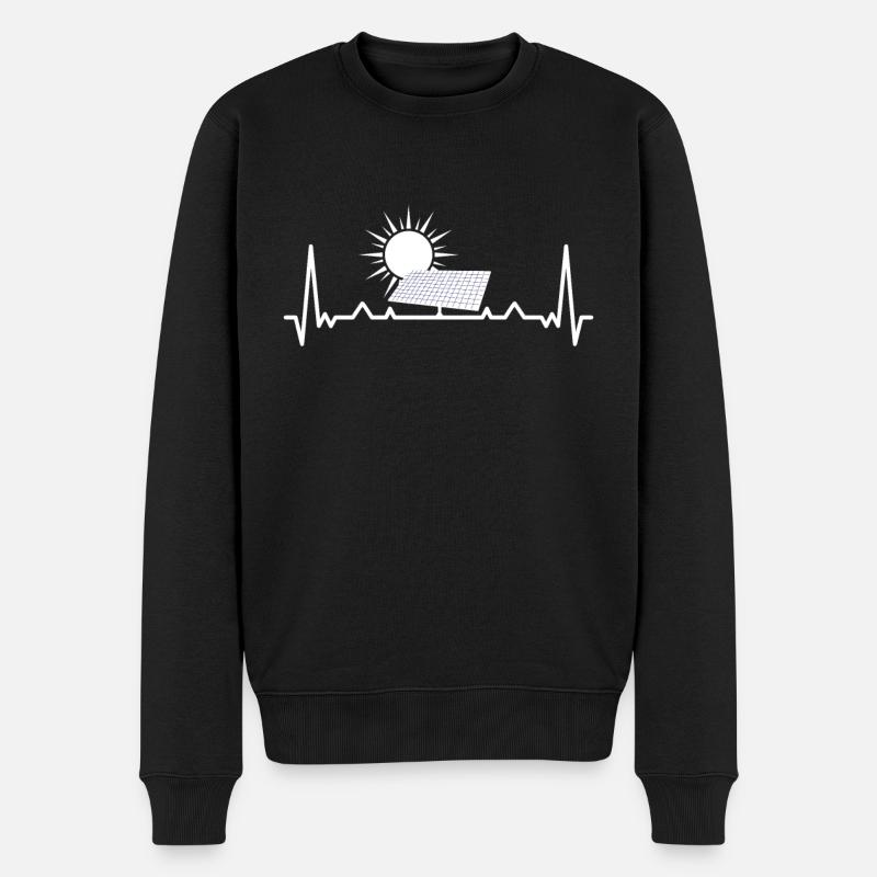 Solar Herzschlag erneuerbare Energie Strom gift - Männer Premium Bio Pullover - Schwarz