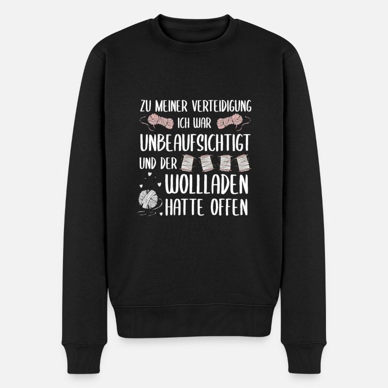 Der Wollladen hatte offen, Stricken Geschenk - Männer Premium Bio Pullover - Schwarz