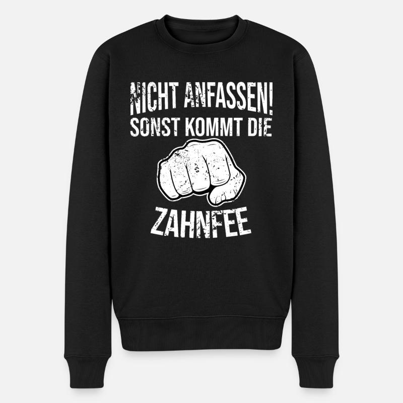 Nicht anfassen sonst kommt die Zahnfee - Männer Premium Bio Pullover - Schwarz