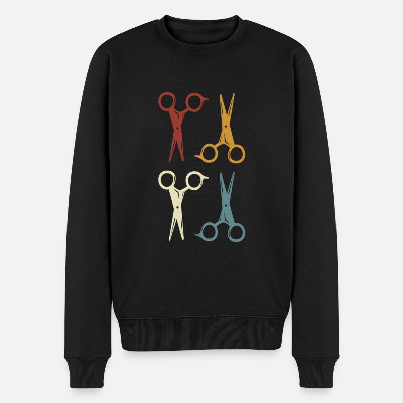 Coiffeur & coiffeuse, crésons de ciseaux - Pull Premium bio Homme - noir