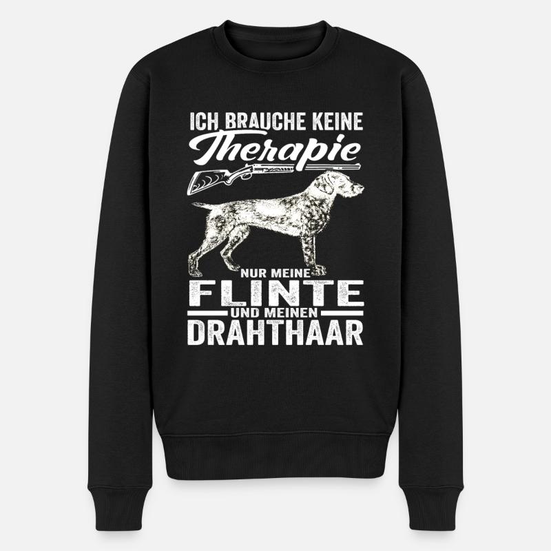 Deutsch Drahthaar Jäger Spruch Hund Flinte - Männer Premium Bio Pullover - Schwarz