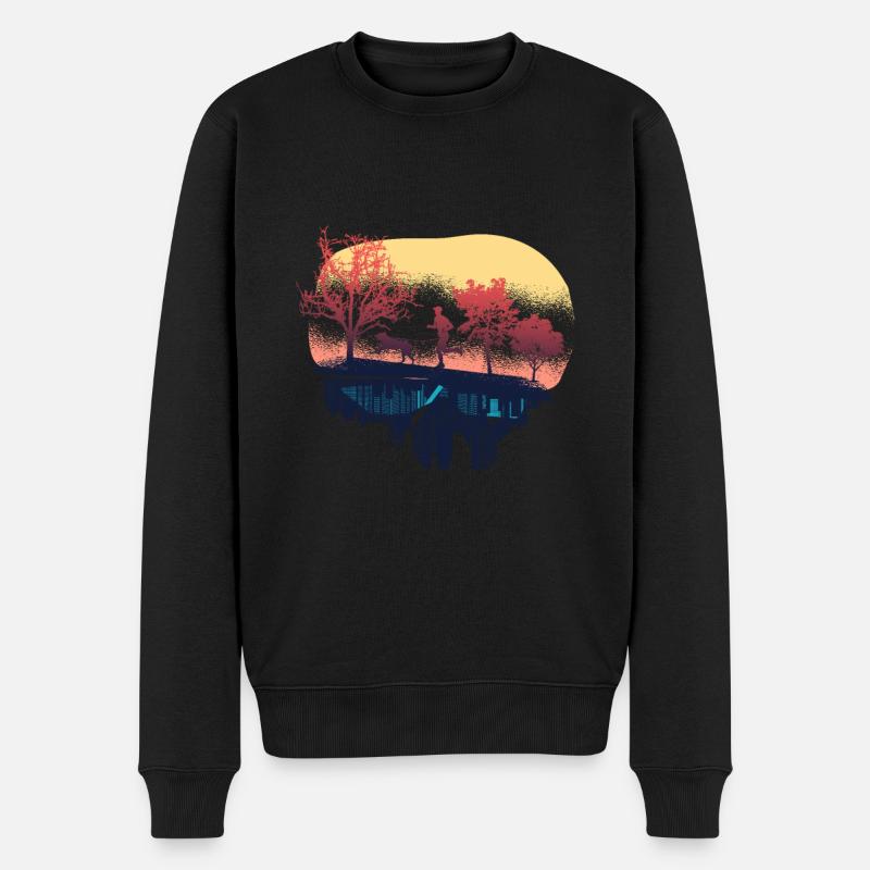 Rétro-canicross, course tout-terrain avec chien - Pull Premium bio Homme - noir