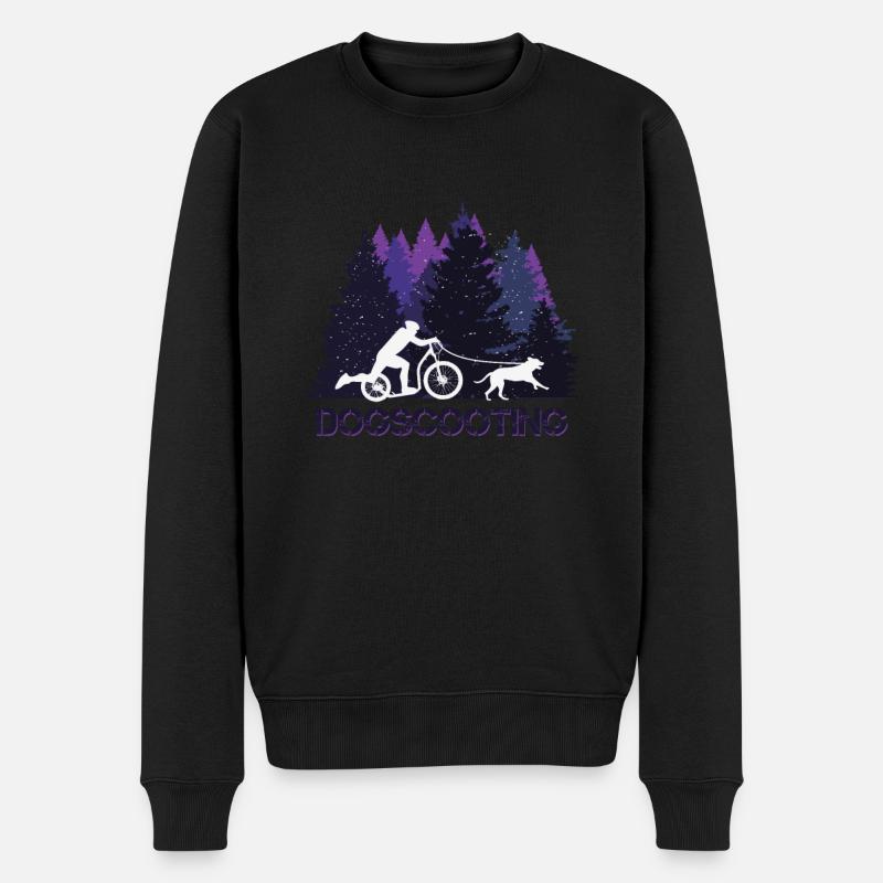 Retro Dogscooting, Offroad mit Hund in der Natur - Männer Premium Bio Pullover - Schwarz