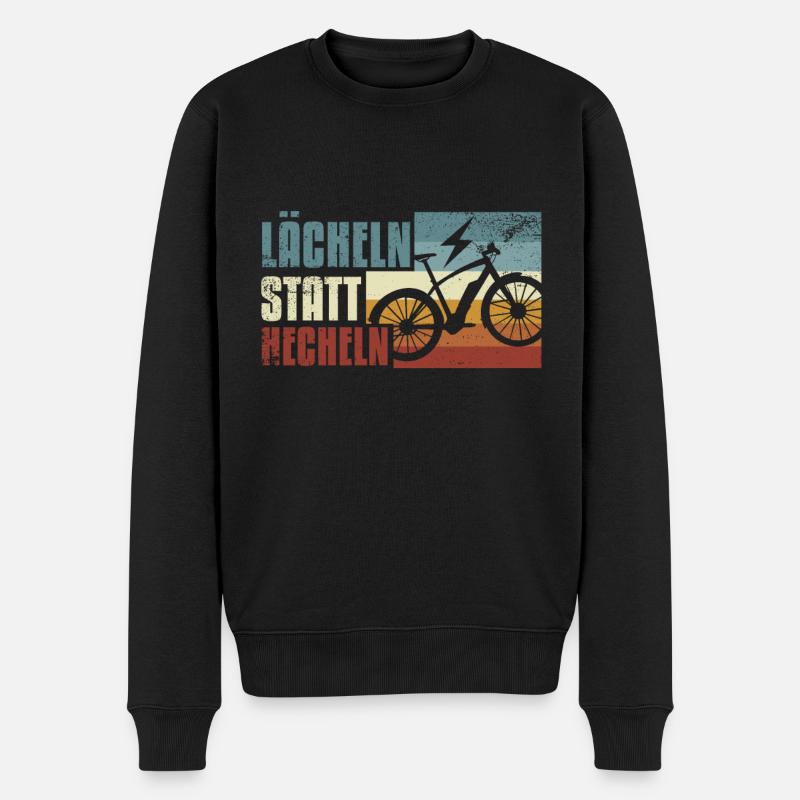 E-Bike, E-MTB, Lächeln statt Hecheln - Männer Premium Bio Pullover - Schwarz
