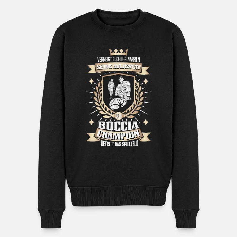 Lustiger Boccia Spieler, Boule Sport und Petanque - Männer Premium Bio Pullover - Schwarz