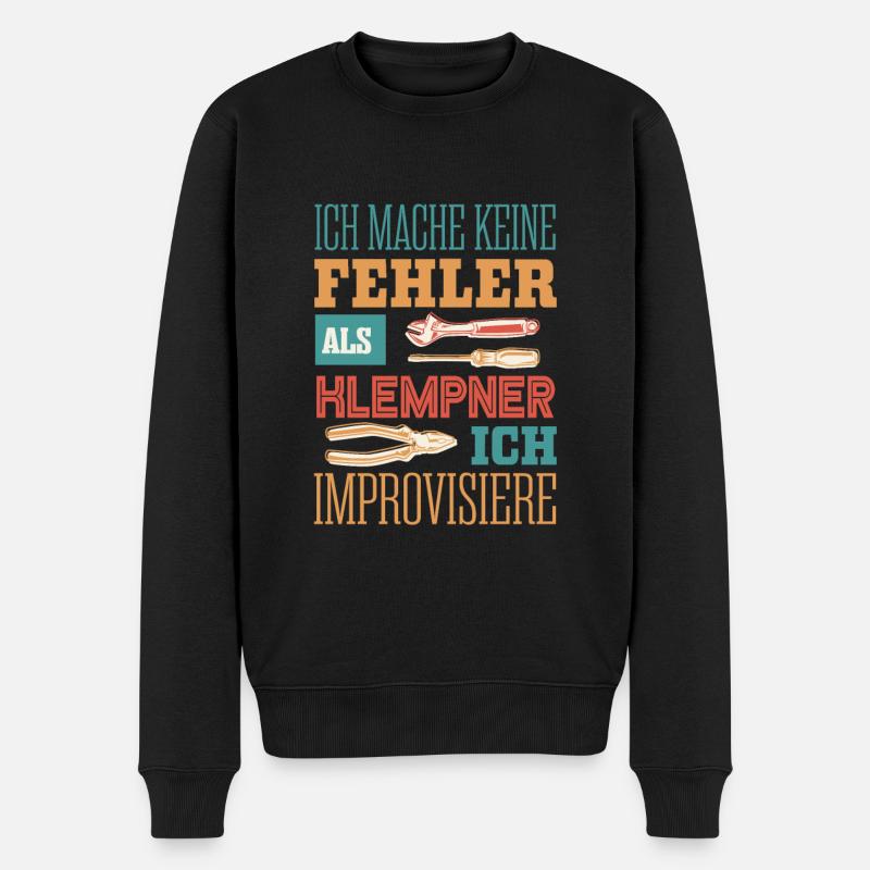 Klempner, Fehlerfrei und improvisiert - Männer Premium Bio Pullover - Schwarz