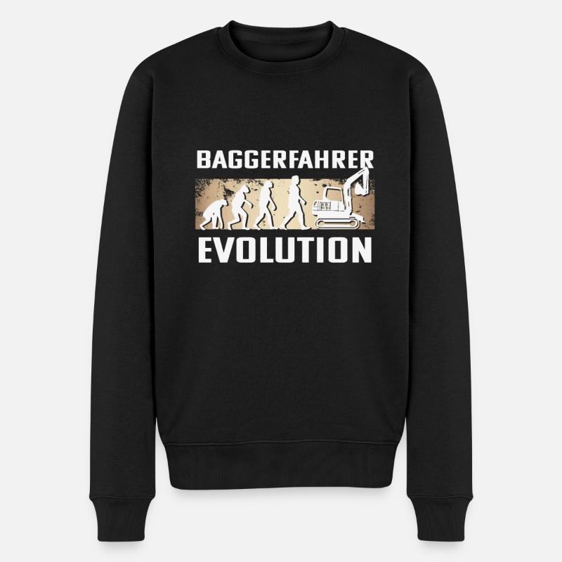 Baggerfahrer Evolution - Männer Premium Bio Pullover - Schwarz
