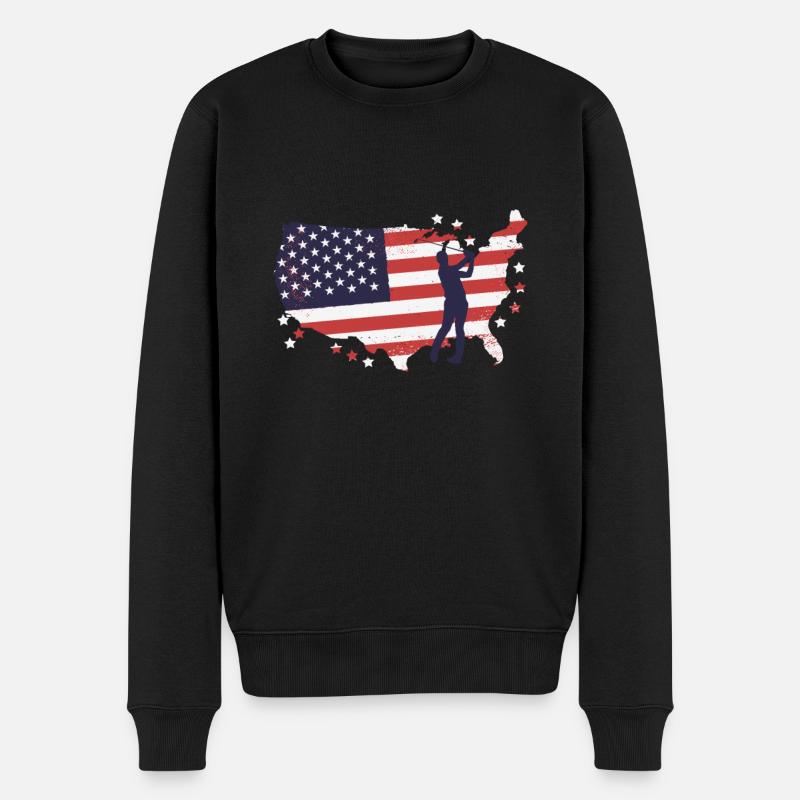 Drapeau américain golfeurs - Pull Premium bio Homme - noir