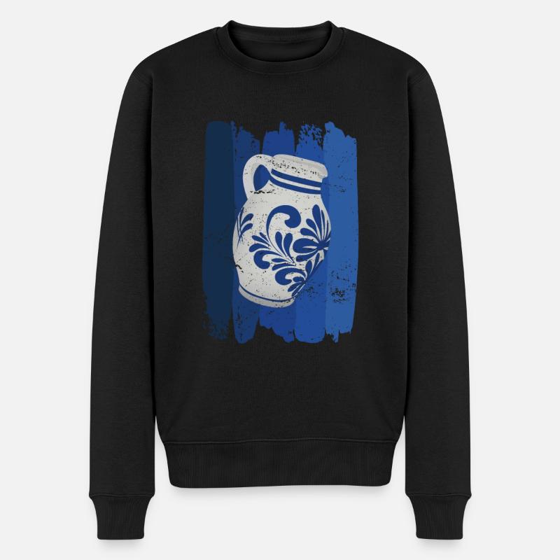 Hessischer Äppler, Apfelwein - Männer Premium Bio Pullover - Schwarz