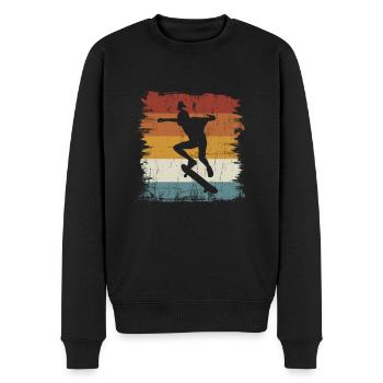 Rétro vintage skateboard fille - Pull Premium bio Homme - noir - Devant - Nico (187cm)