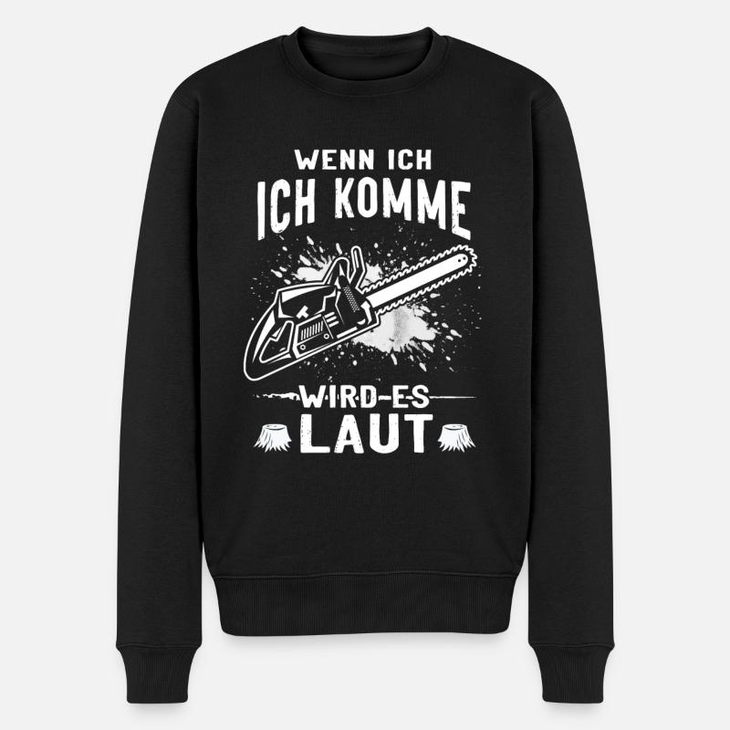 Holzfäller Kettensäge Waldarbeiter Förster Forst - Männer Premium Bio Pullover - Schwarz
