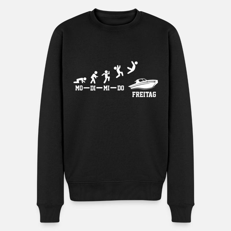 Endlich Freitag Boot fahren Motorboot Bootsfahrer - Männer Premium Bio Pullover - Schwarz