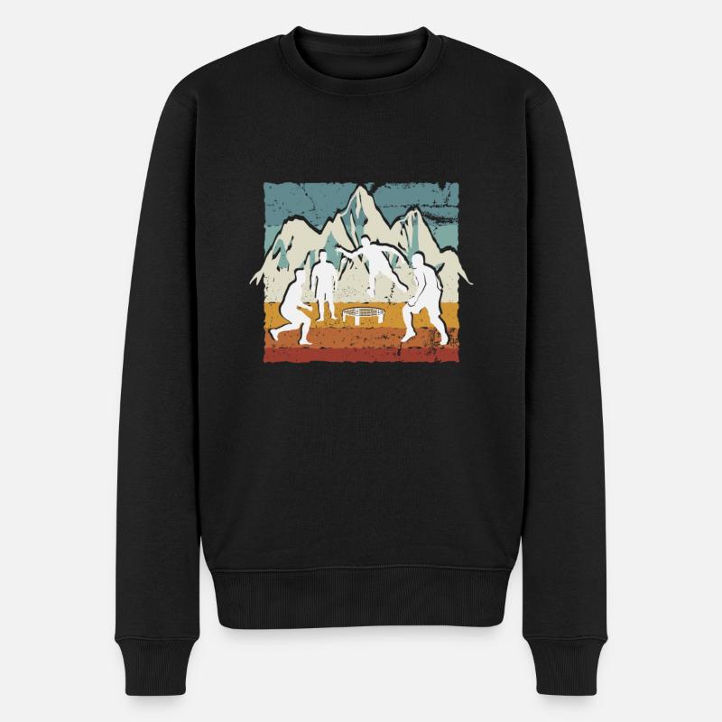 Roundnet, wundervolle Natur - Männer Premium Bio Pullover - Schwarz