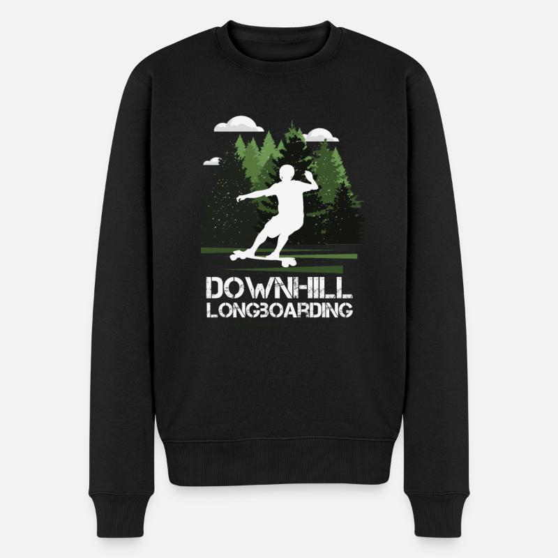 Longboard Downhill, nature merveilleuse - Pull Premium bio Homme - noir