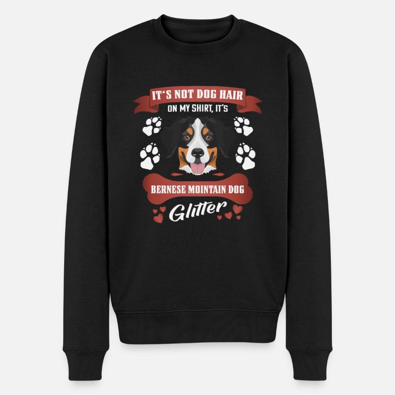 Berner Sennenhund Hundehaare Glitzer - Männer Premium Bio Pullover - Schwarz
