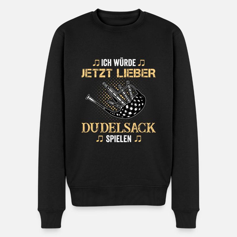 Ich würde jetzt lieber Dudelsack spielen Schotten - Männer Premium Bio Pullover - Schwarz